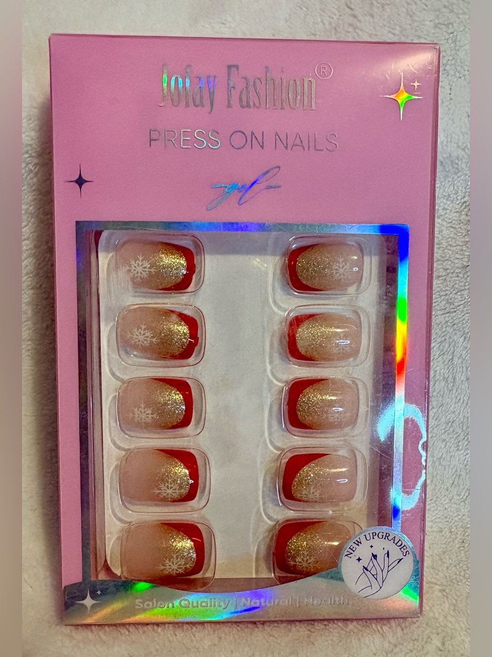 Red & Gold Press-On Nails